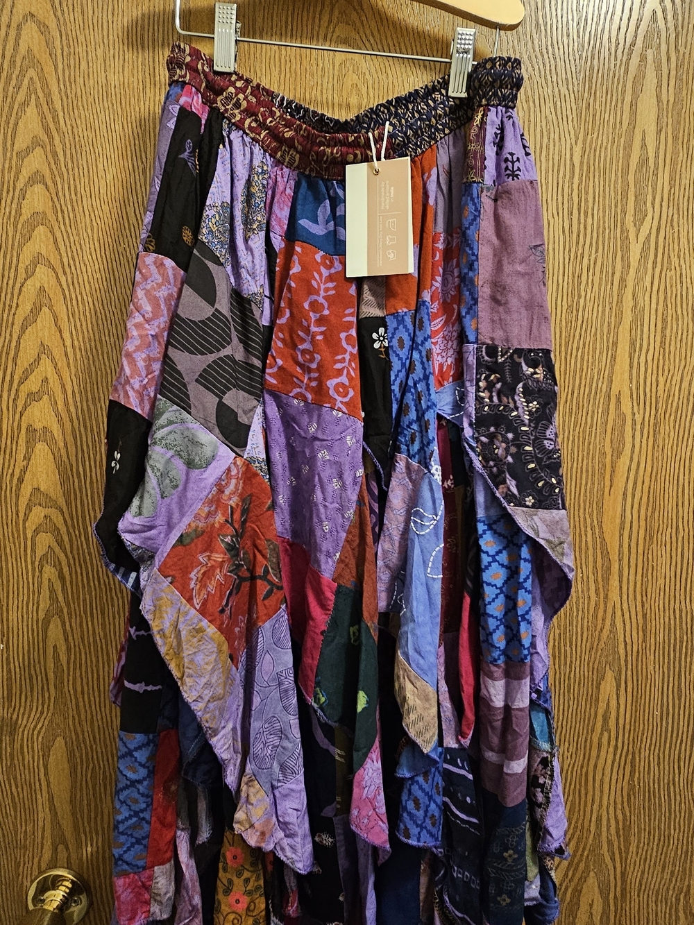 Ananta Skirt ~ Bohemian Patchwork Maxi Skirt in Purple Multi